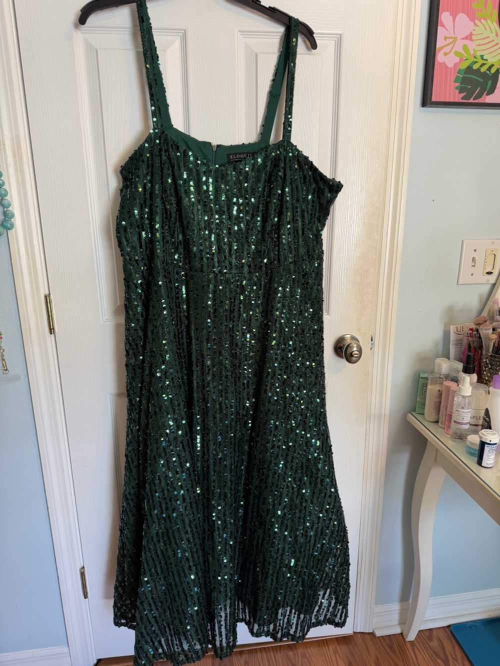 Sequin Strappy Emerald Green Eloquii Formal Dress